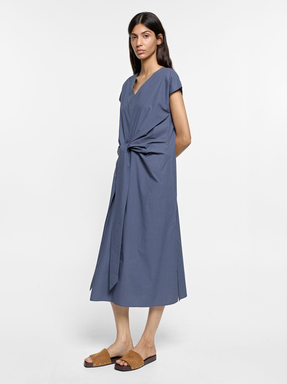 Midi Dress With Knot 100% Cotton