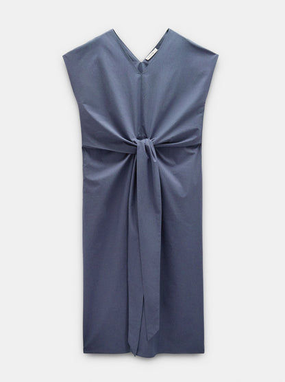 Midi Dress With Knot 100% Cotton