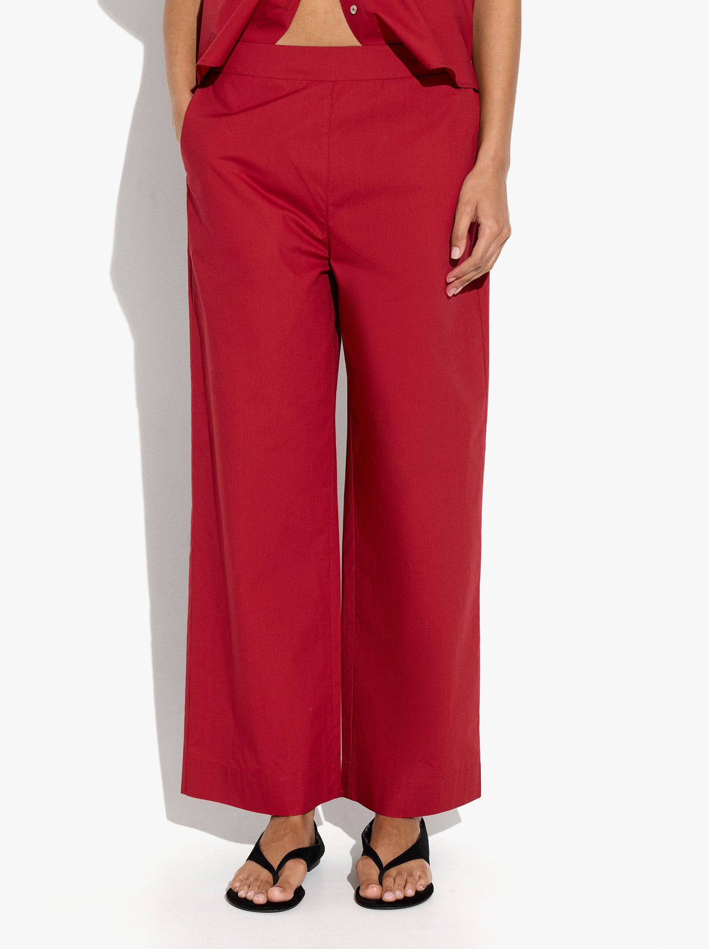 Straight Trousers With Pockets 100% Cotton