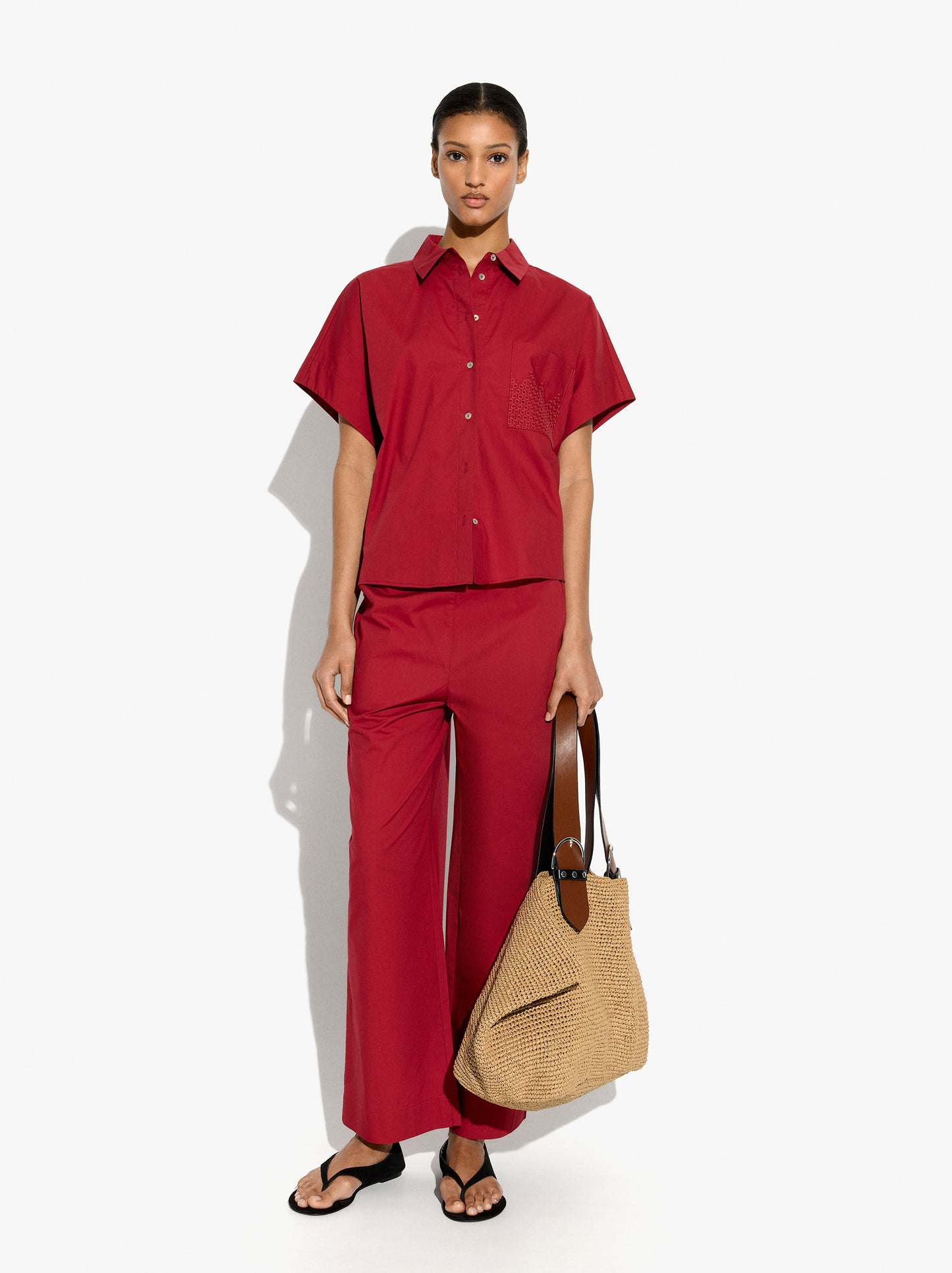 Straight Trousers With Pockets 100% Cotton
