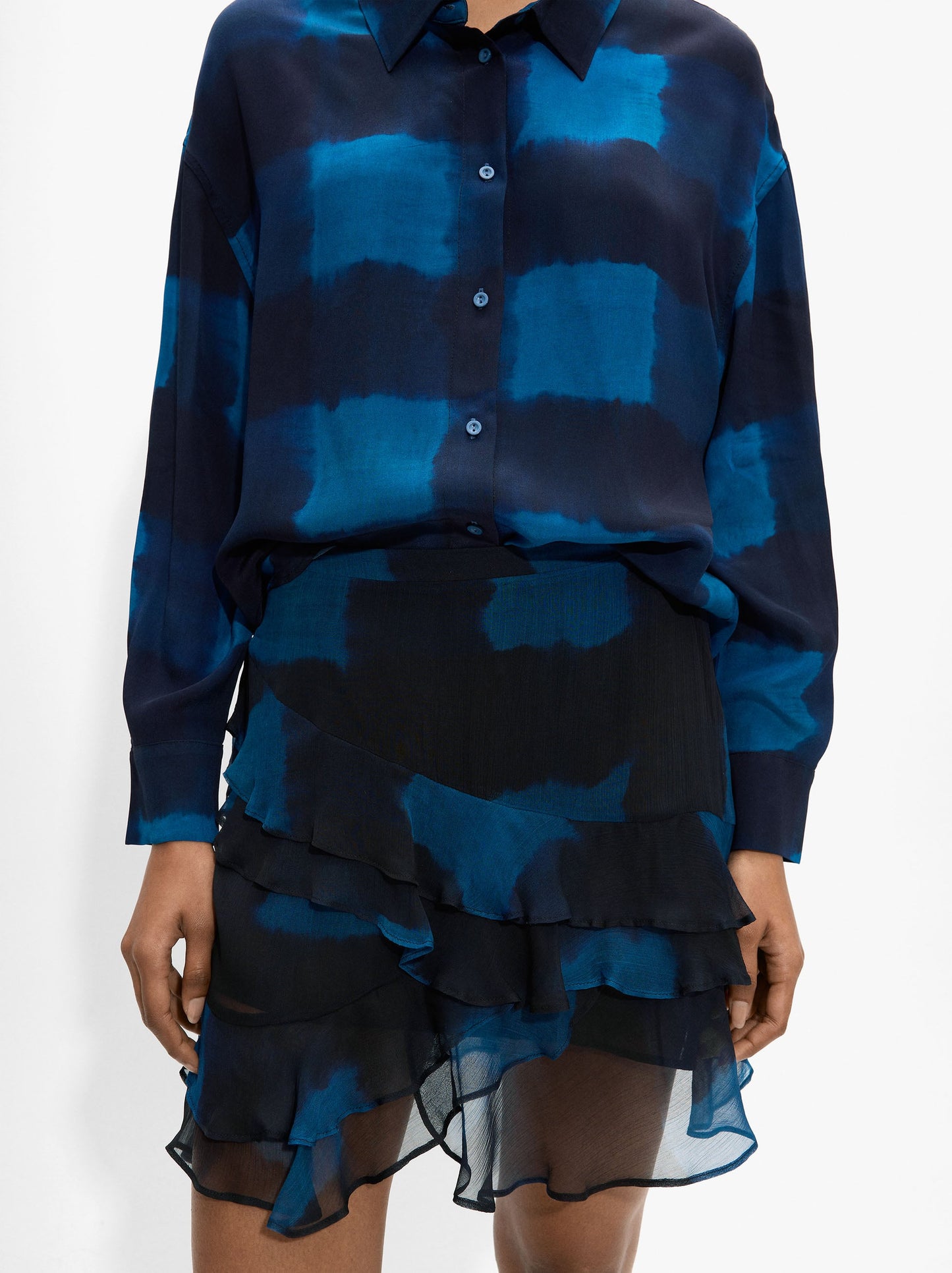 Skirt With Ruffles With Squares
