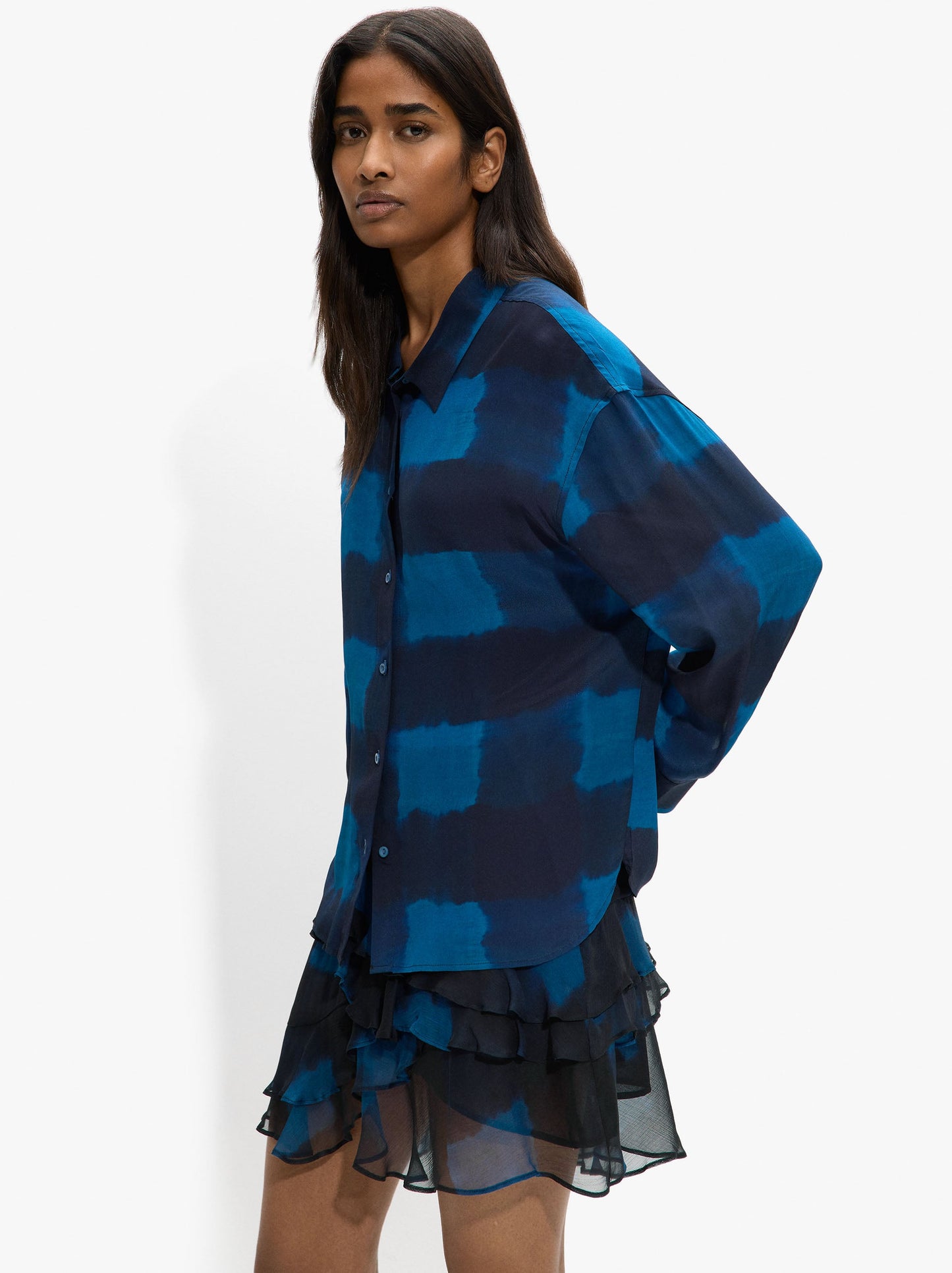 Skirt With Ruffles With Squares