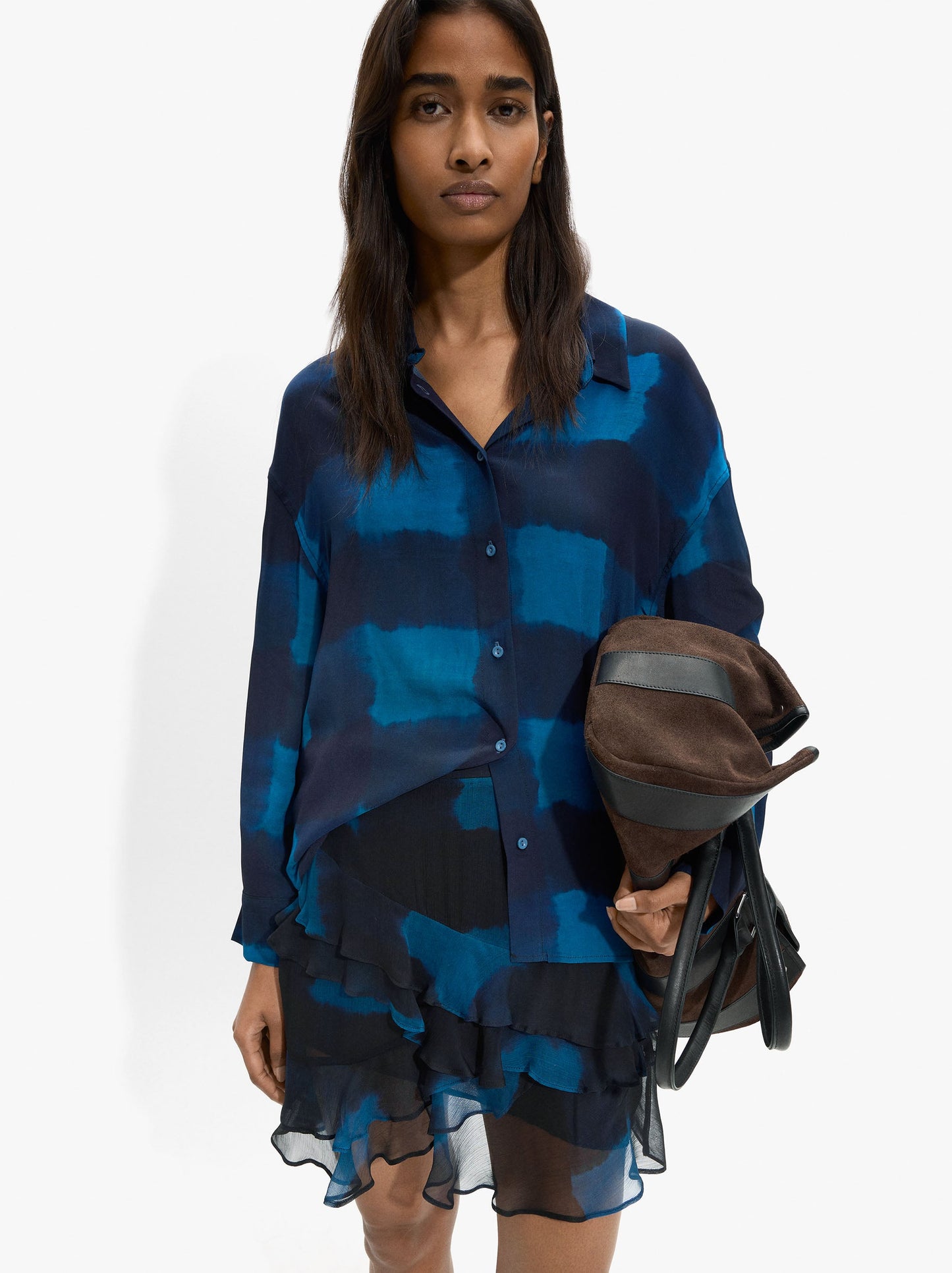 Skirt With Ruffles With Squares
