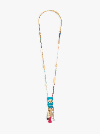 Segmented Necklace With Stone Beads