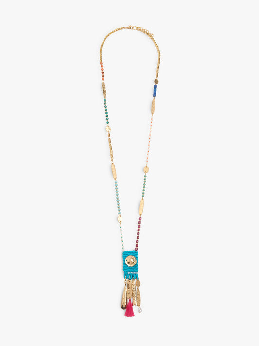 Segmented Necklace With Stone Beads