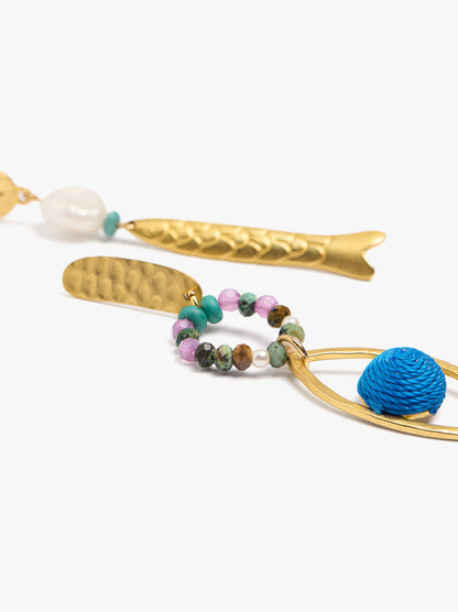 Asymmetric Earrings Fish And Eye