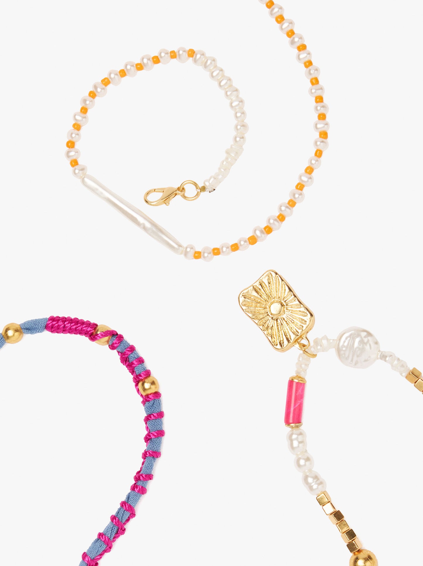 Set Of Necklaces With Multicolor Beads