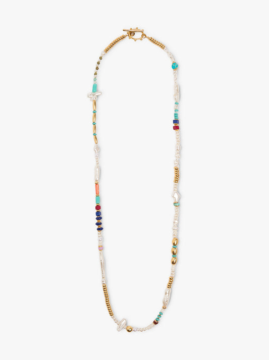 Necklace With Stone And Resin Beads