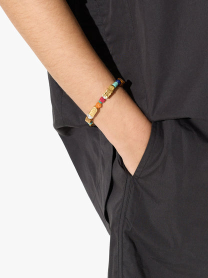 Elastic Bracelet With Stone And Resin Beads