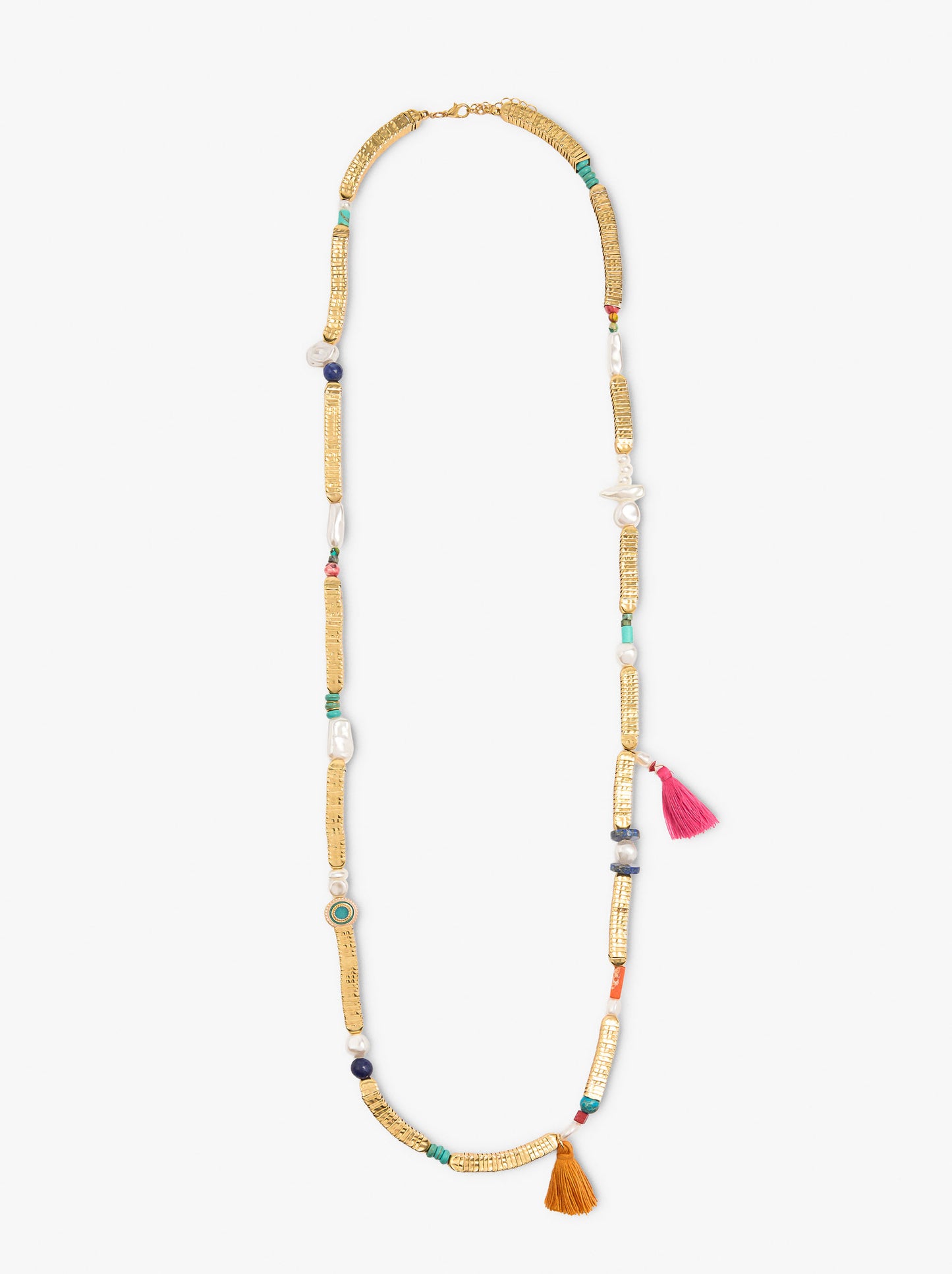 Necklace With Stone And Resin Beads