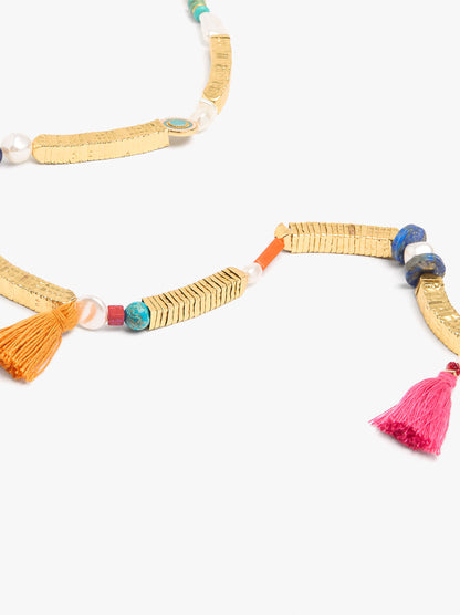 Necklace With Stone And Resin Beads