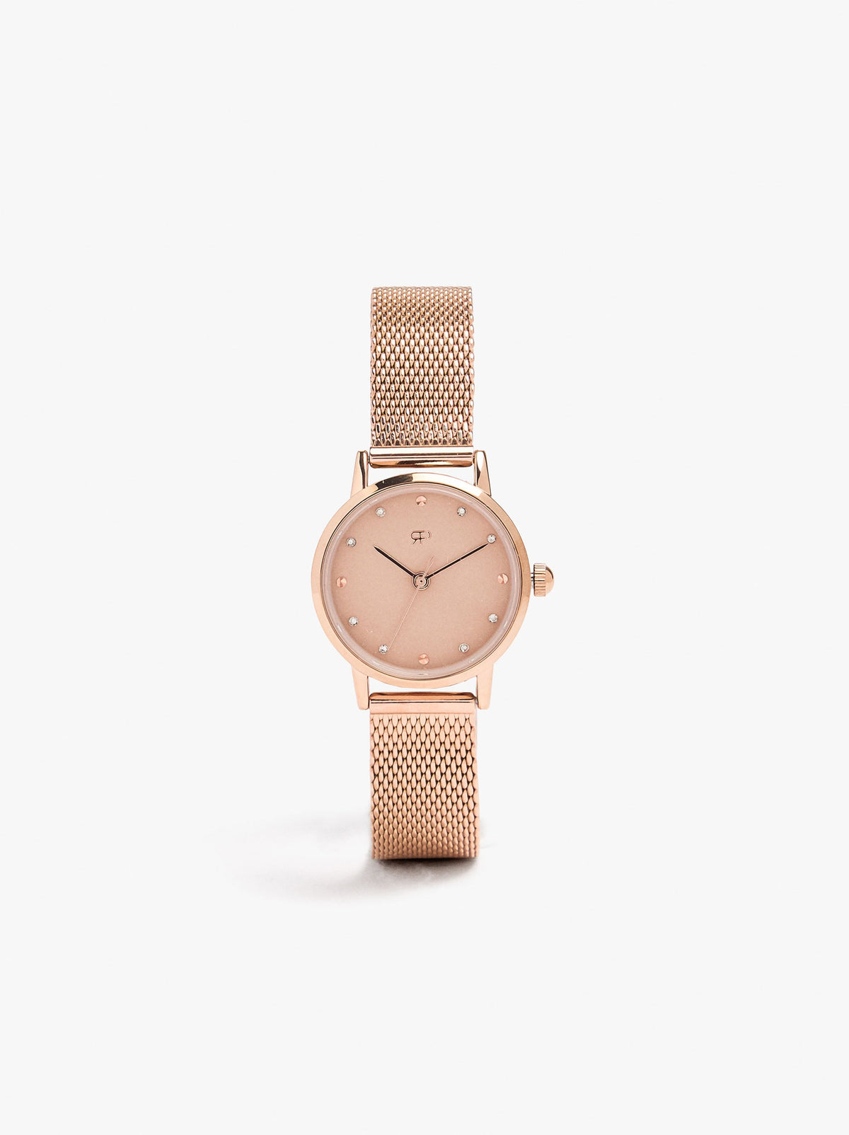 Watch With Crystals And Stainless Steel Mesh