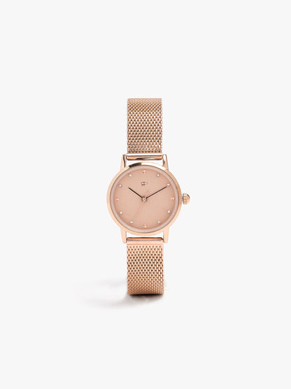 Watch With Crystals And Stainless Steel Mesh