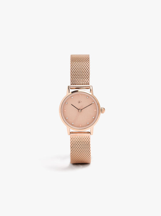 Watch With Crystals And Stainless Steel Mesh