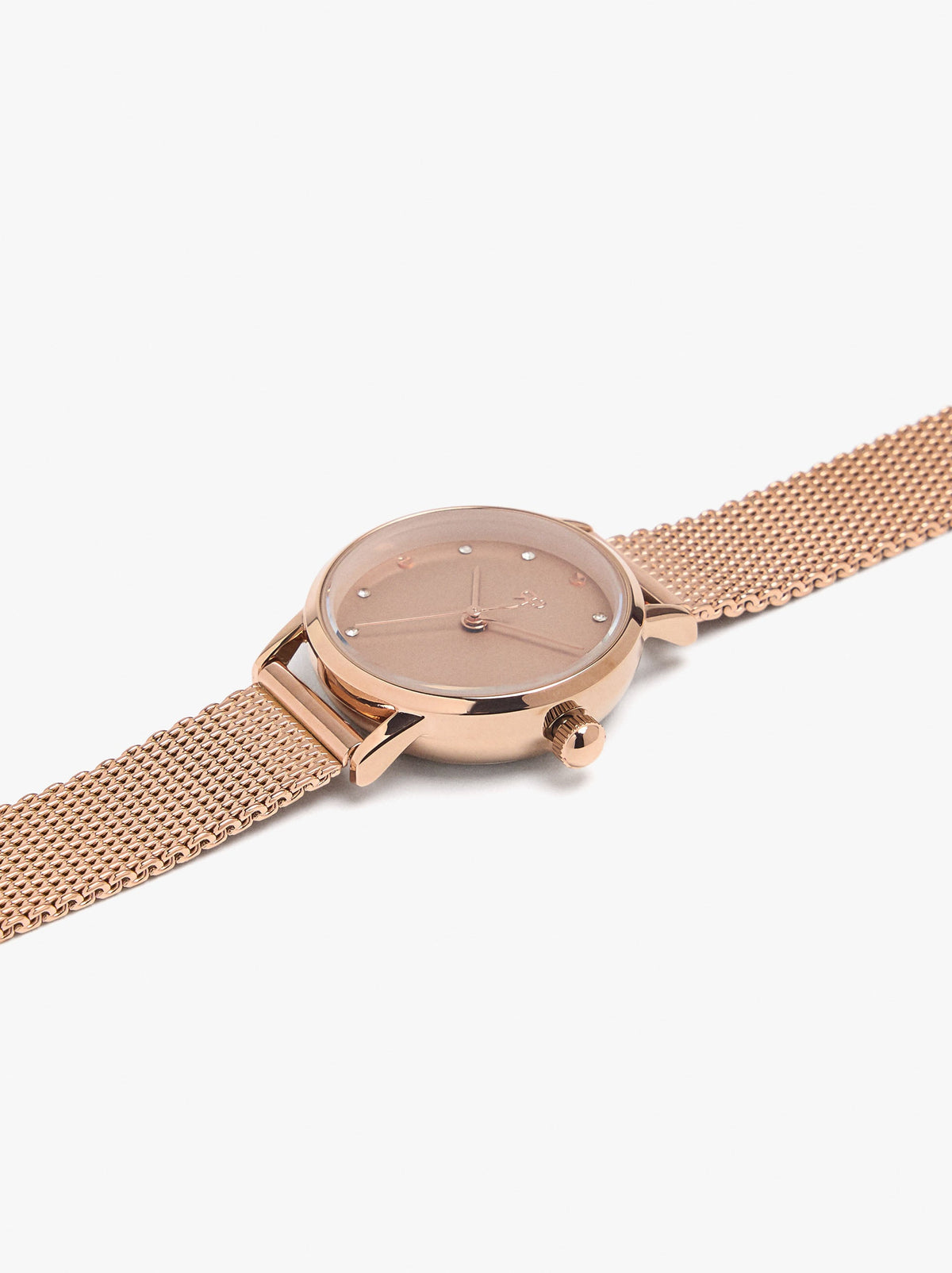 Watch With Crystals And Stainless Steel Mesh