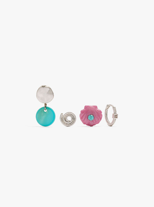 Set Of Earrings With Shells And Zirconia