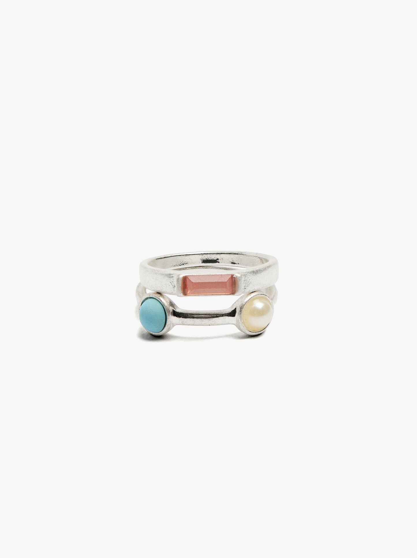 Set Of Rings With Multicolor Stones