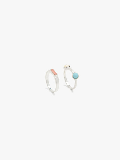 Set Of Rings With Multicolor Stones