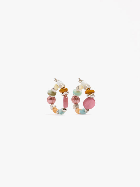 Hoop Earrings With Multicolor Shell Beads