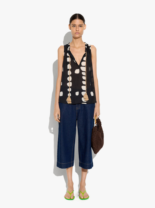 Printed Top With Tassels