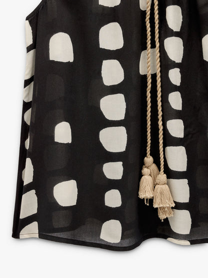 Printed Top With Tassels
