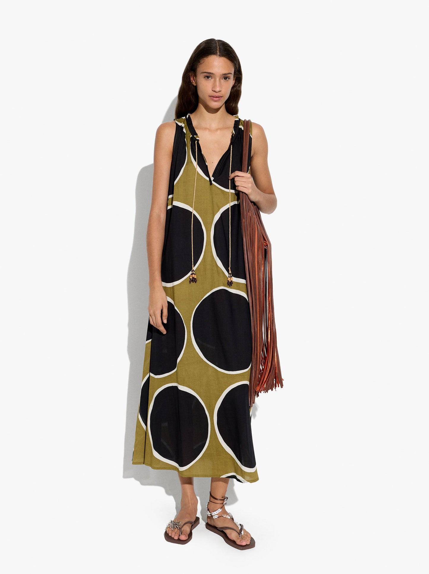 Flowy Dress Printed With Polka Dots