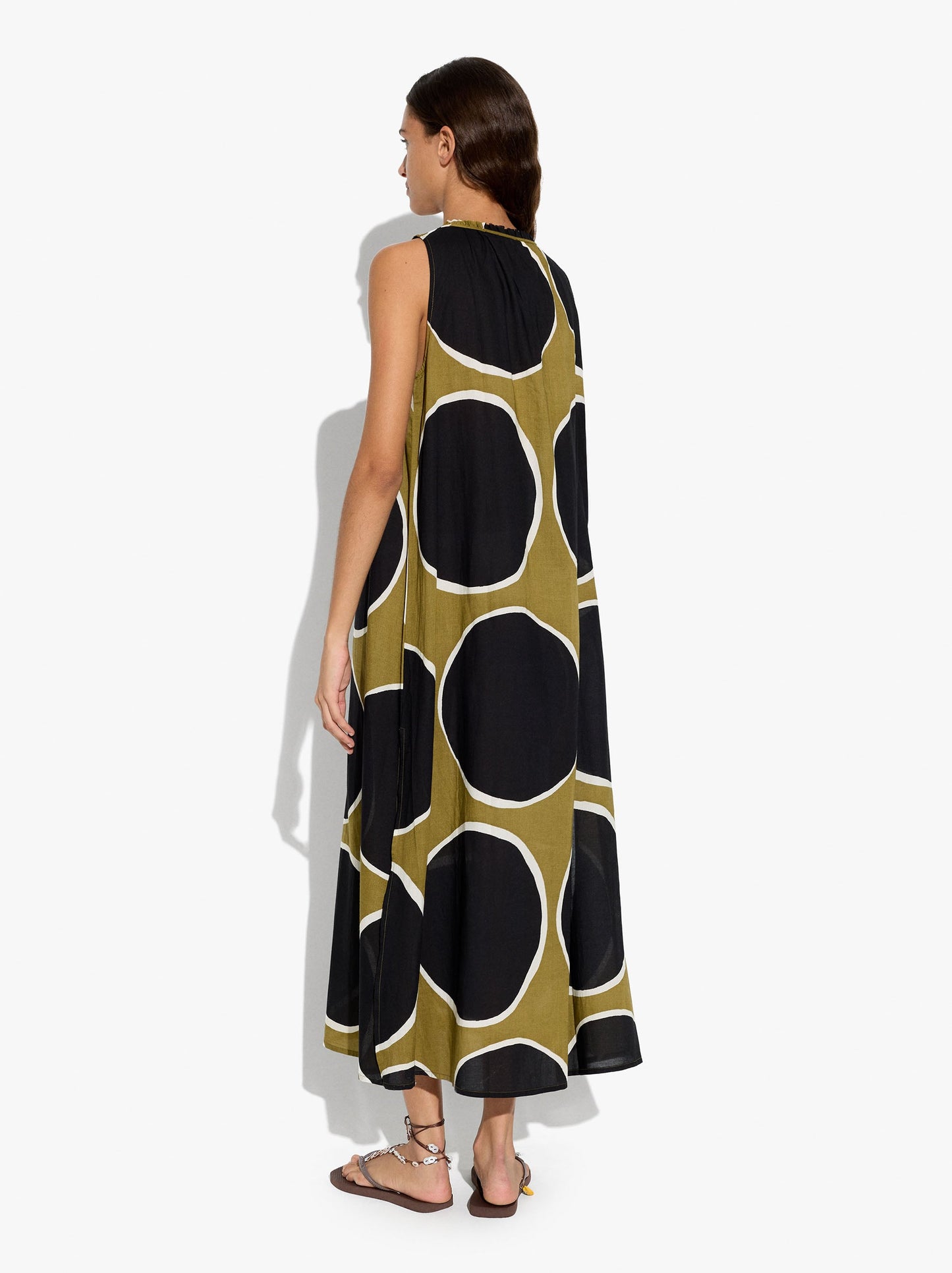 Flowy Dress Printed With Polka Dots