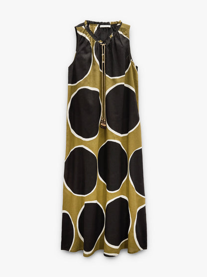 Flowy Dress Printed With Polka Dots