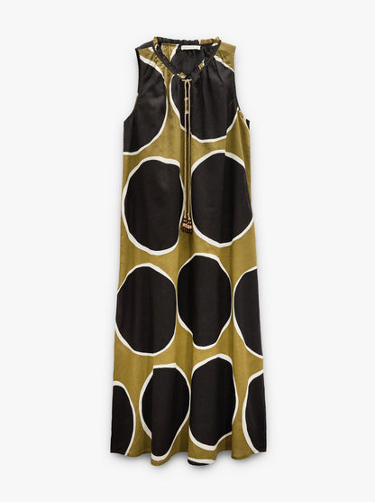 Flowy Dress Printed With Polka Dots