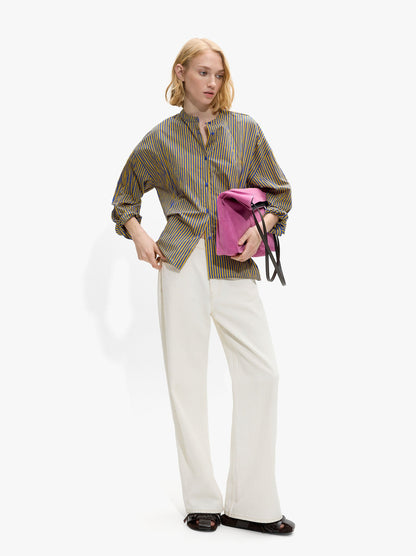 Striped Shirt With Mandarin Collar