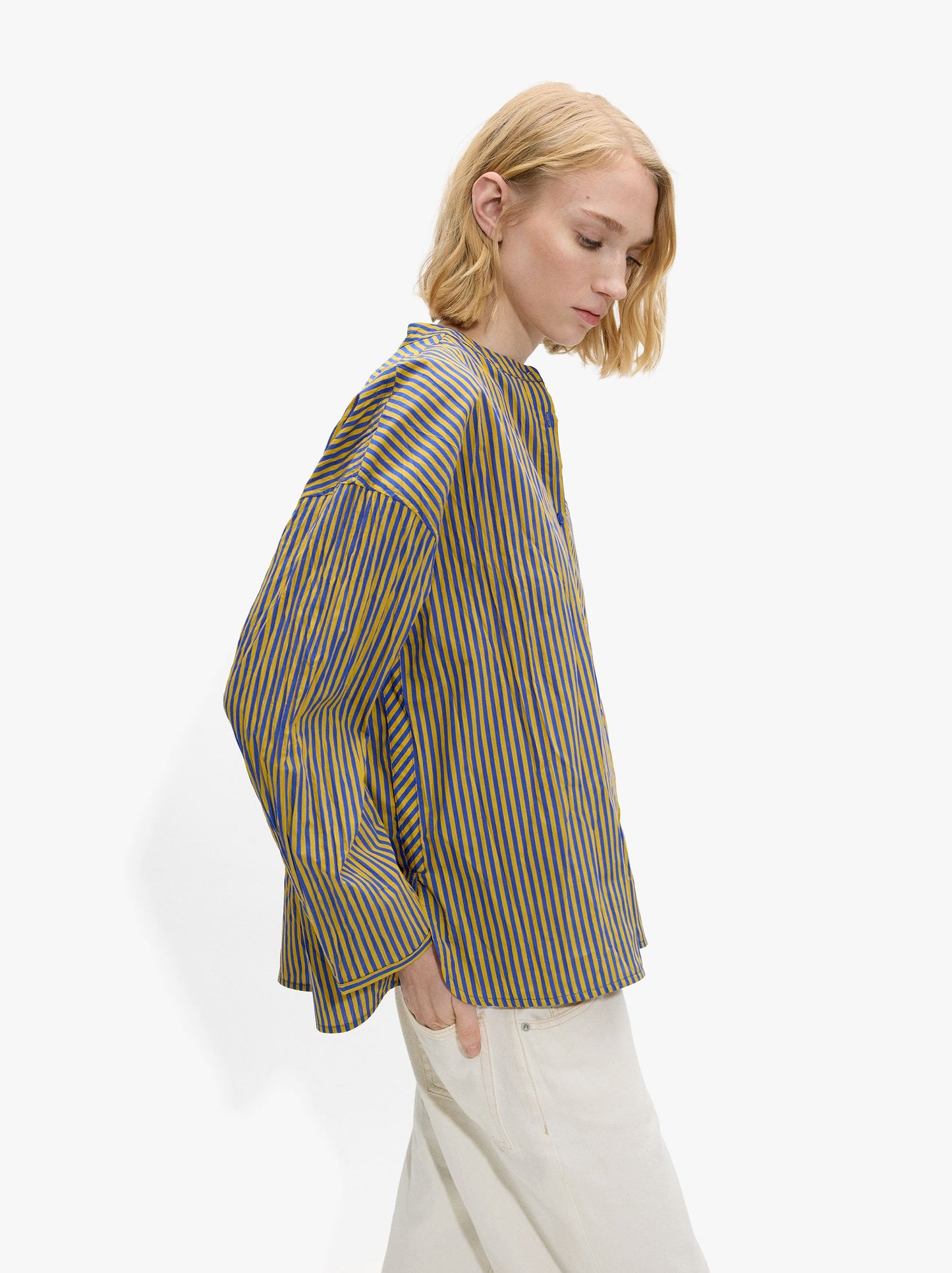 Striped Shirt With Mandarin Collar