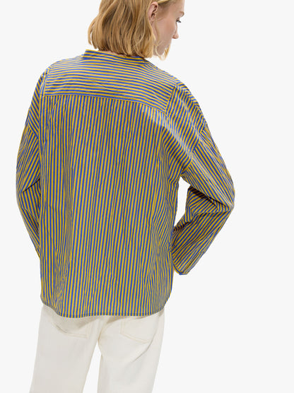 Striped Shirt With Mandarin Collar