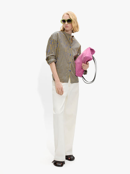 Striped Shirt With Mandarin Collar