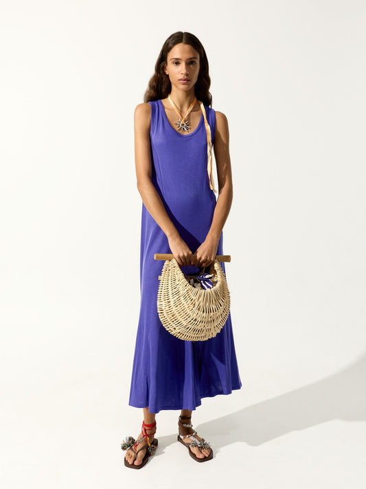 Long And Plain Dress Of Lyocell