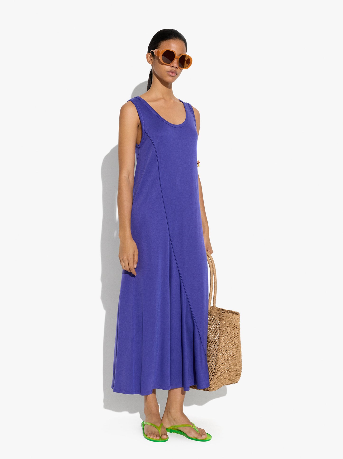Long And Plain Dress Of Lyocell