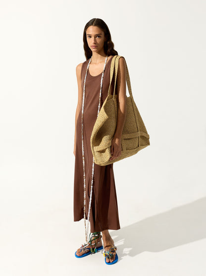 Long And Plain Dress Of Lyocell