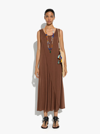 Long And Plain Dress Of Lyocell