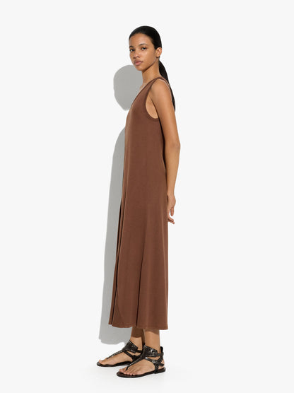 Long And Plain Dress Of Lyocell