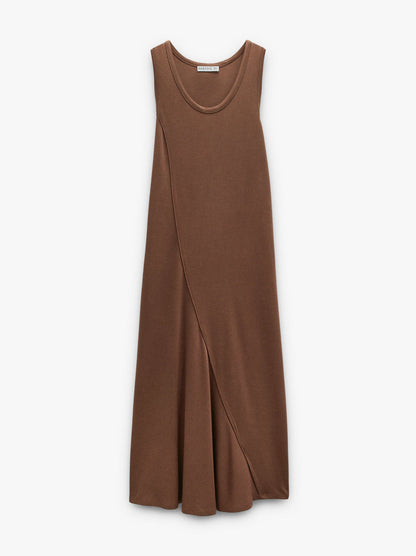 Long And Plain Dress Of Lyocell