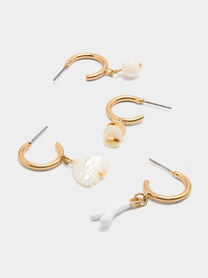 Set Of Hoop Earrings With Shells