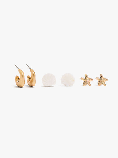 Set Of Earrings With Sea-Inspired Motifs