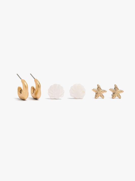 Set Of Earrings With Sea-Inspired Motifs