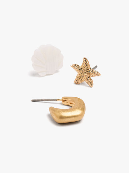 Set Of Earrings With Sea-Inspired Motifs