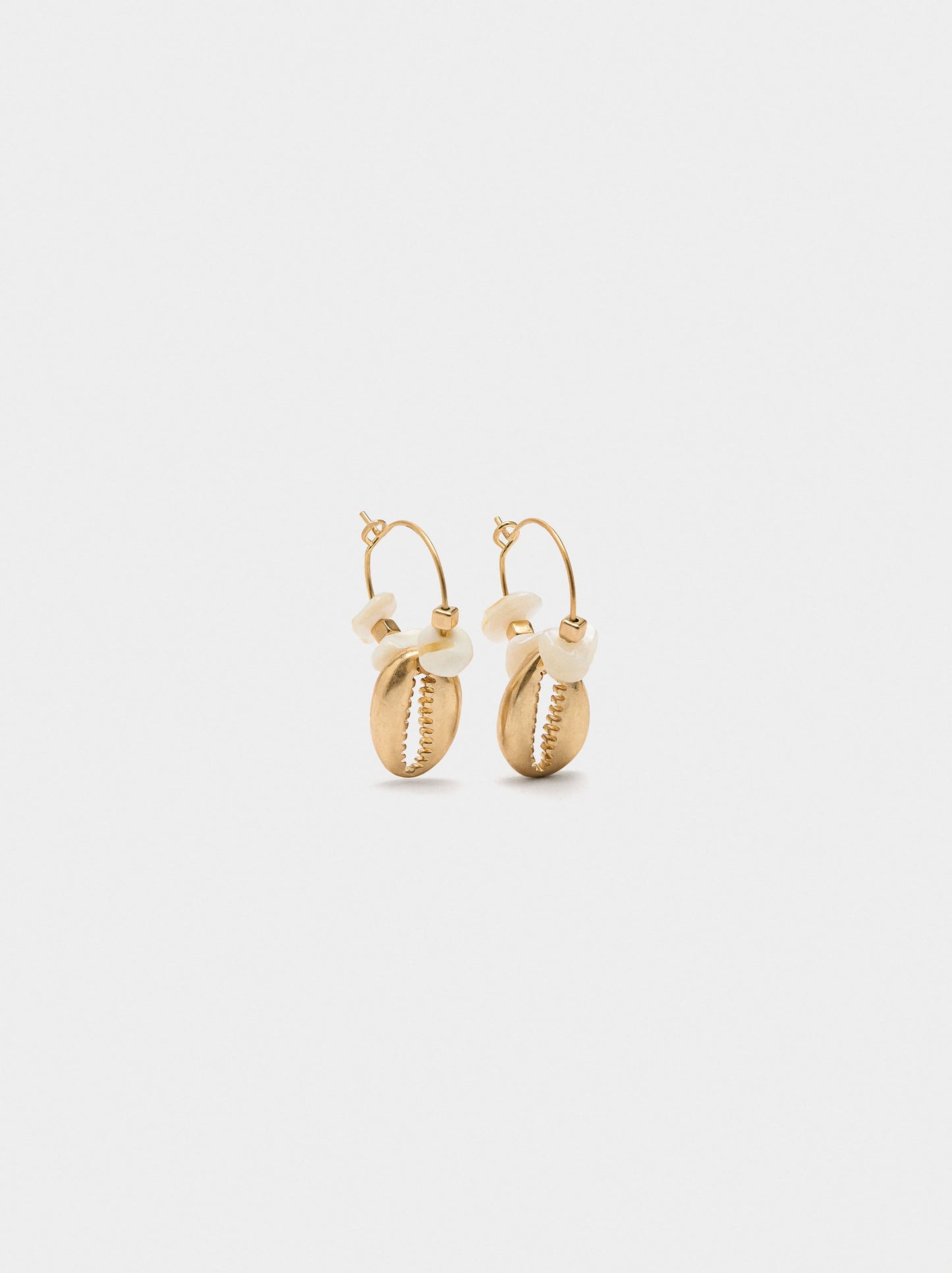 Hoop Earrings With Shell Pendants