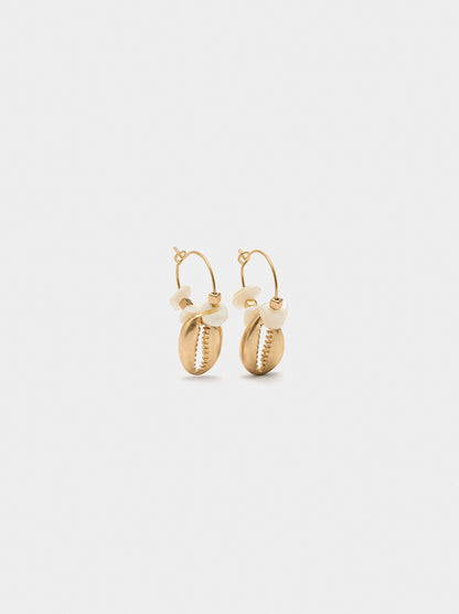 Hoop Earrings With Shell Pendants
