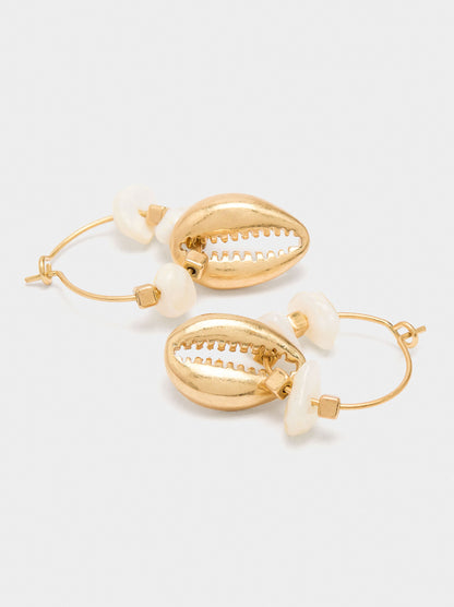 Hoop Earrings With Shell Pendants