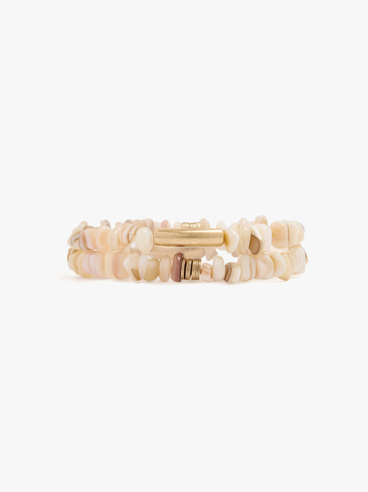 Set Of Elastic Bracelets With Shells