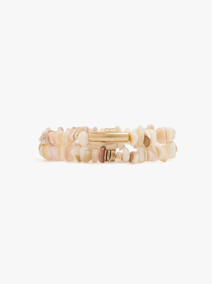 Set Of Elastic Bracelets With Shells