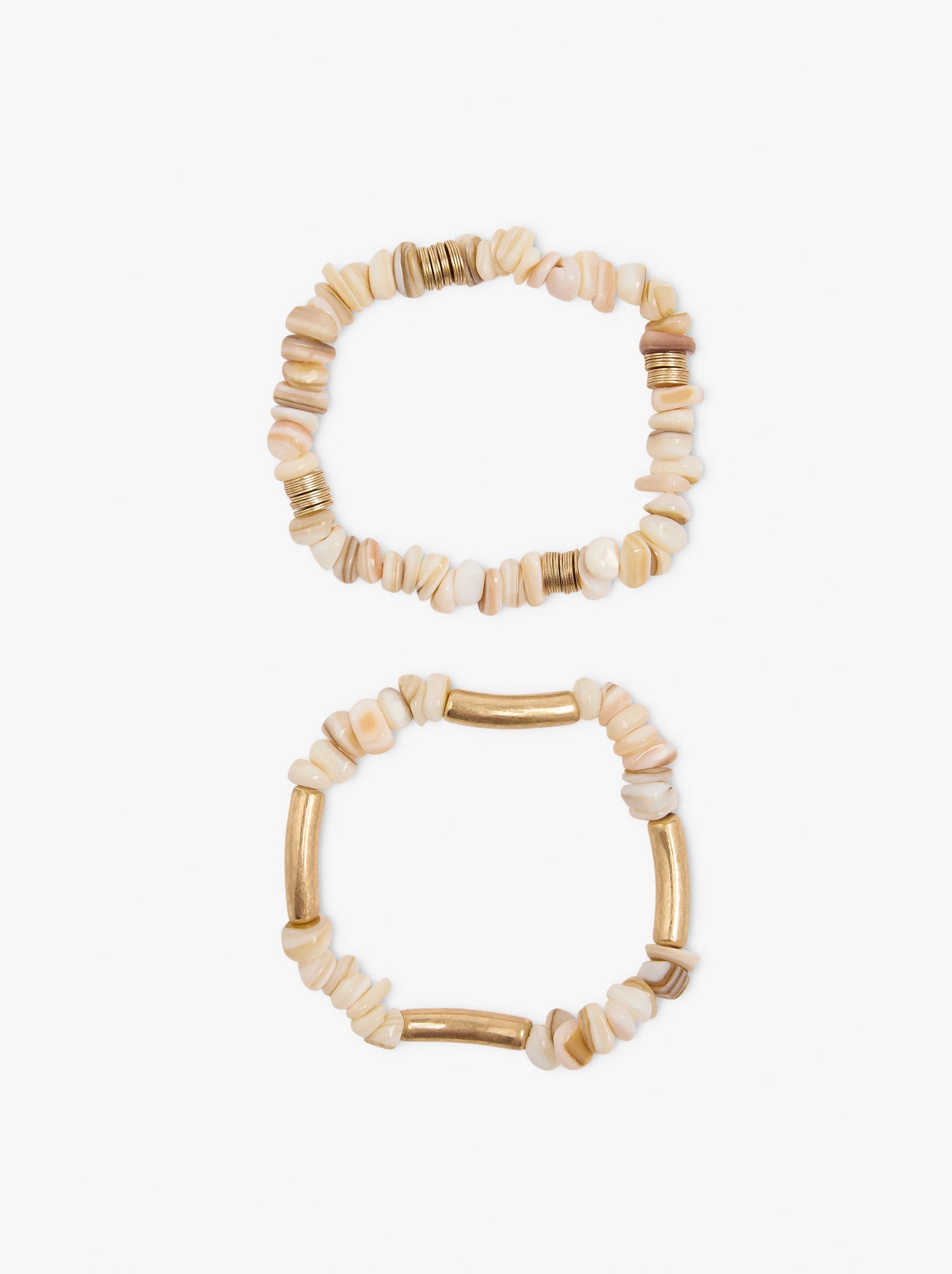 Set Of Elastic Bracelets With Shells