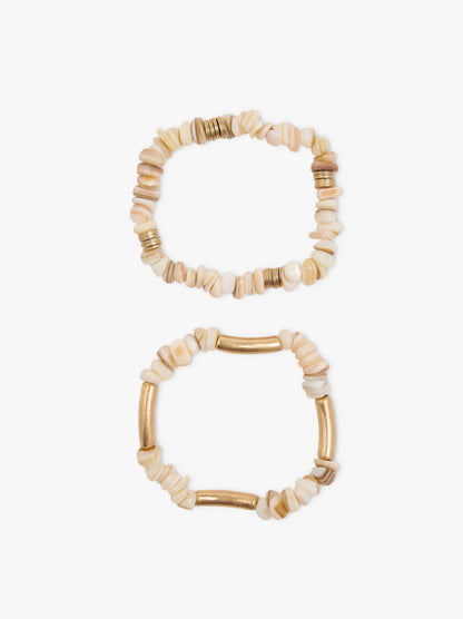 Set Of Elastic Bracelets With Shells